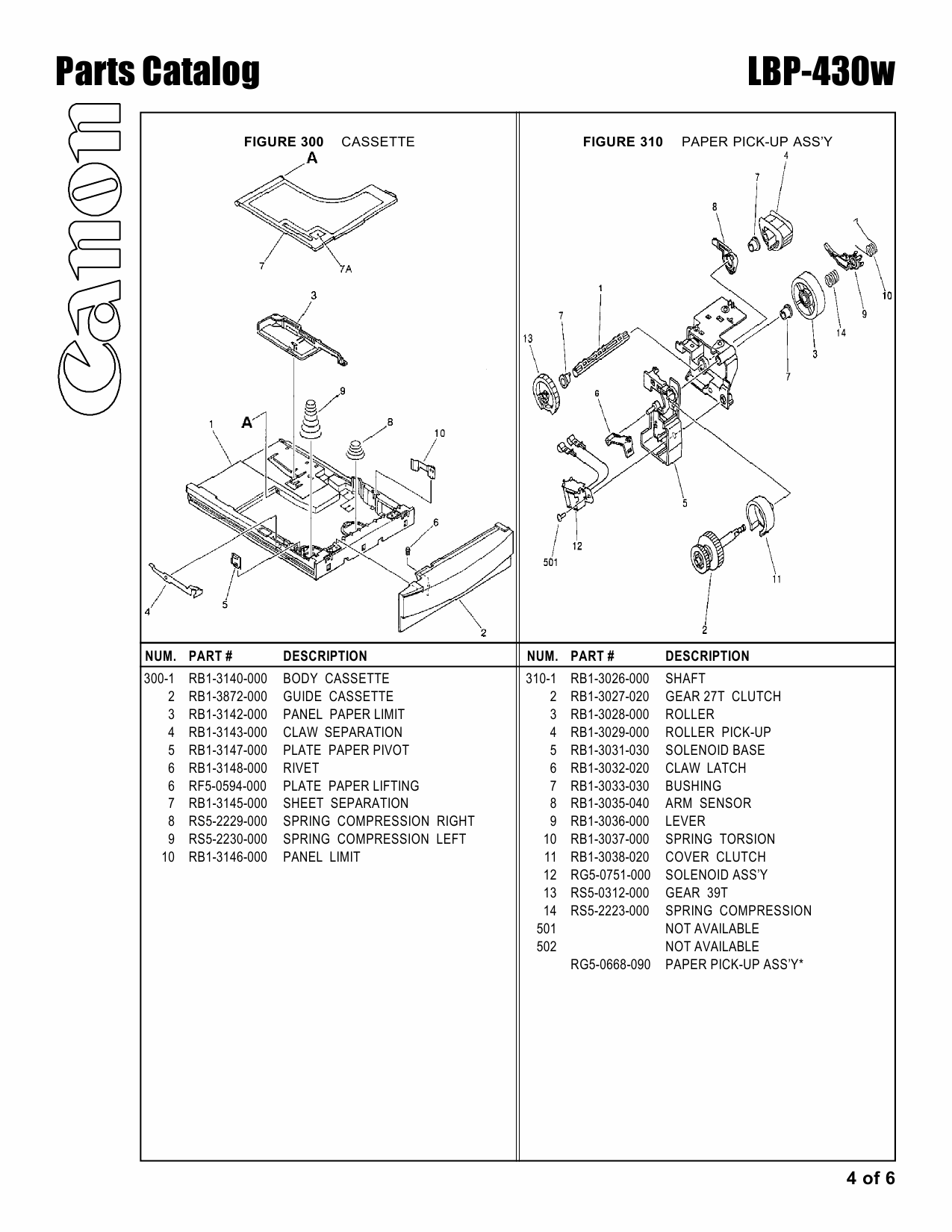 Canon imageCLASS LBP-430w Parts Catalog Manual-4
